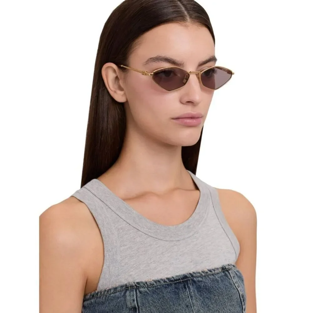 NEW Miu Miu MU56ZS 5AK20I REGARD Gold Light Purple Geometric Unisex Sunglasses